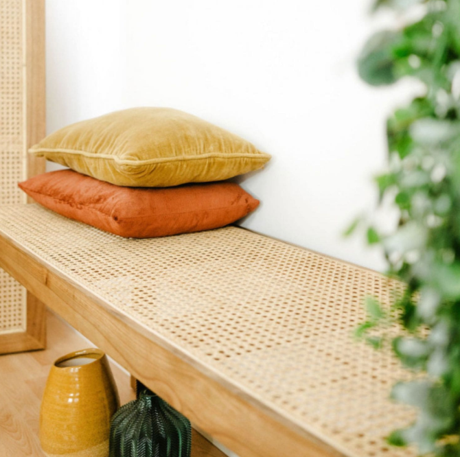 Banc en bois et cannage - WOCCA