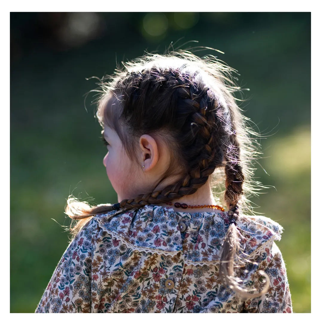 Blouse fille fleuri bleu/camel Laurier