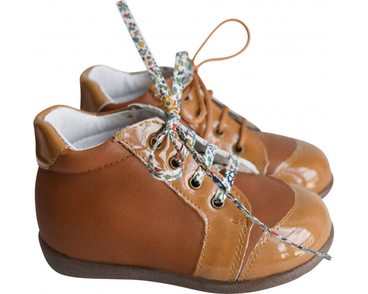 Chaussures Bottillons Azylis Sport Lacets - Cuir Et Vernis Camel