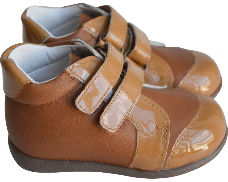 Chaussures Bottillons Azylis Sport Scratchs - Cuir Et Vernis Camel