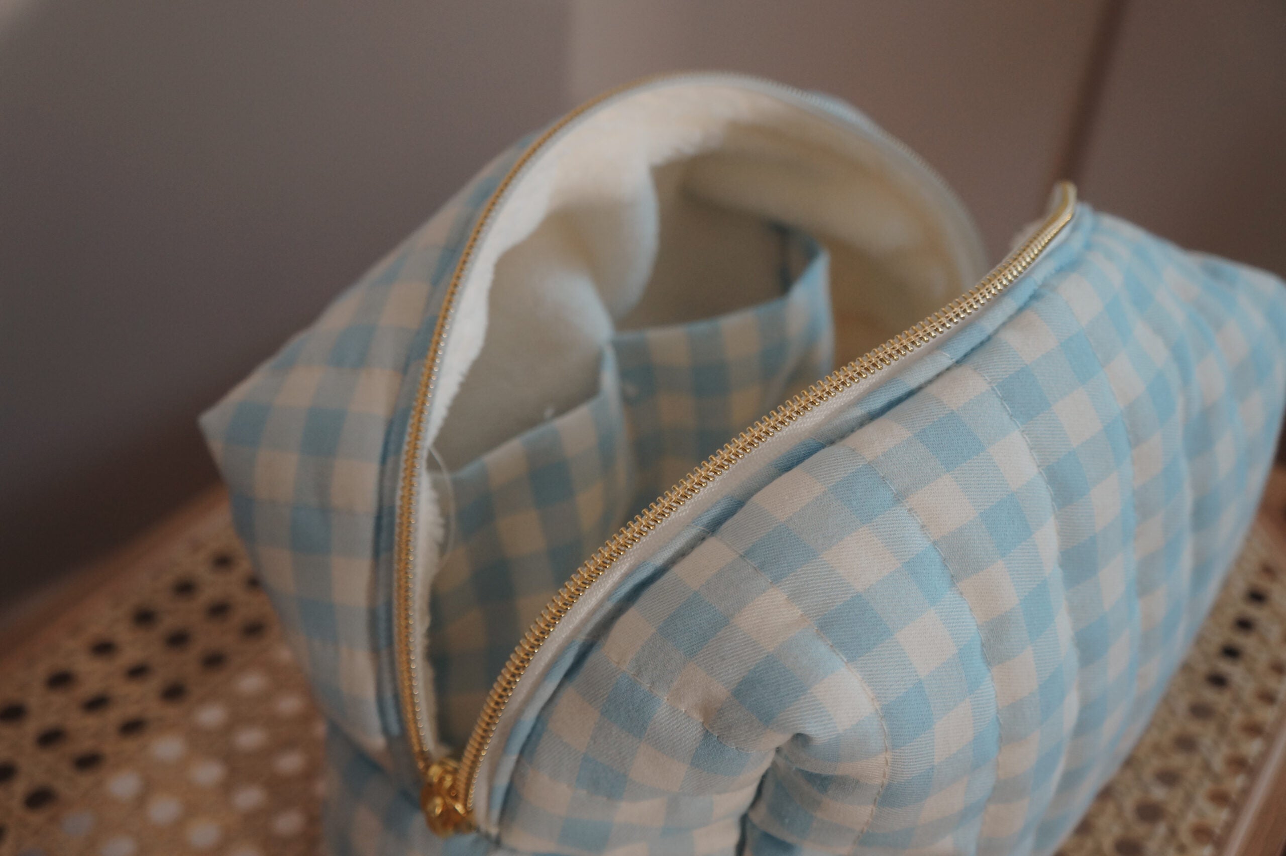 Trousse de toilette Vichy Bleu ciel